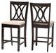 Narelle Sand Fabric Espresso Brown Finish Counter Height Pub Chairs, Set of 2