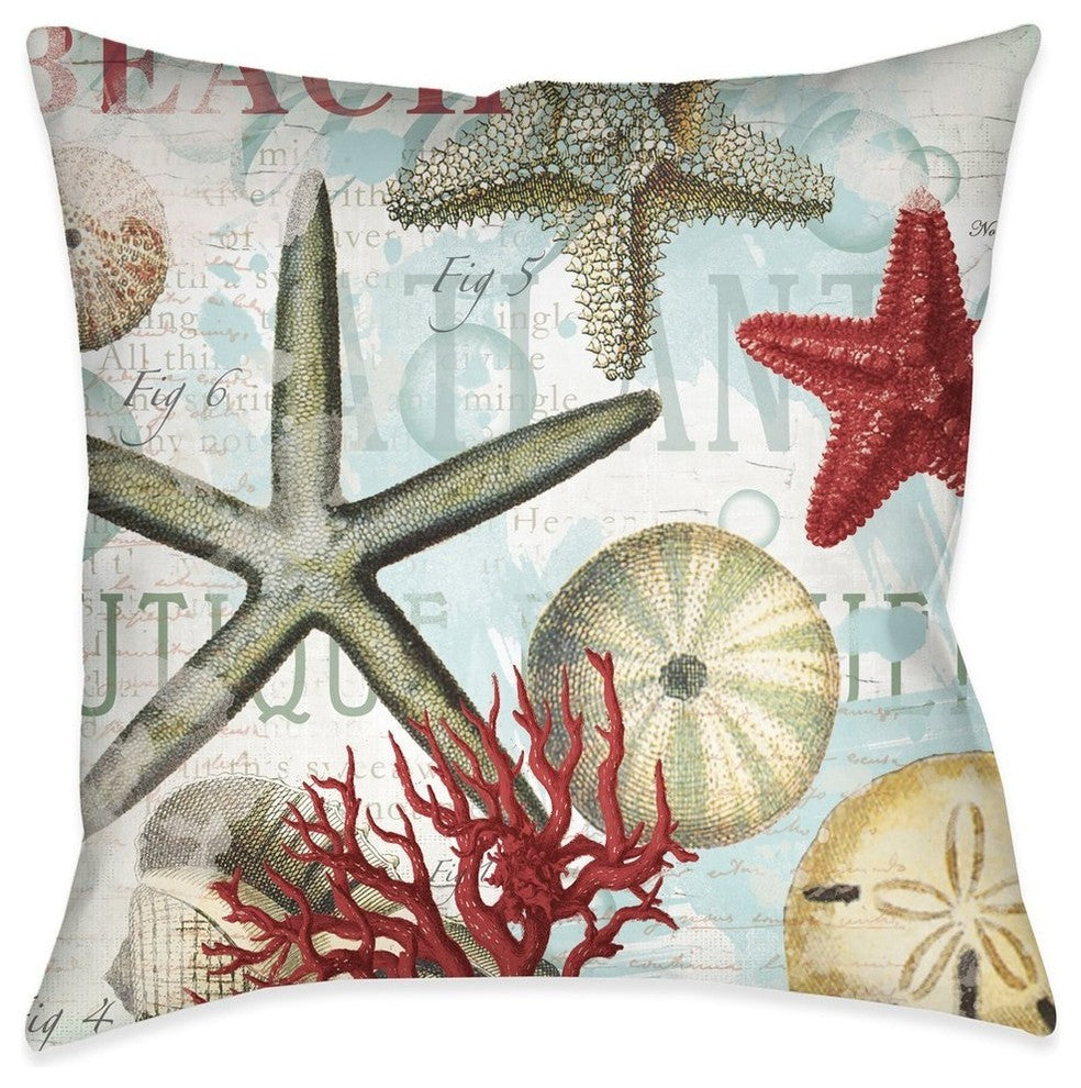 Laural Home Beach Shells Outdoor Decorative Pillow, 18"x18"