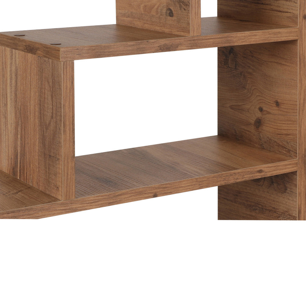 Benzara UPT-272769 3 Tier Wood Floating Wall Mount Shelf, Natural Brown