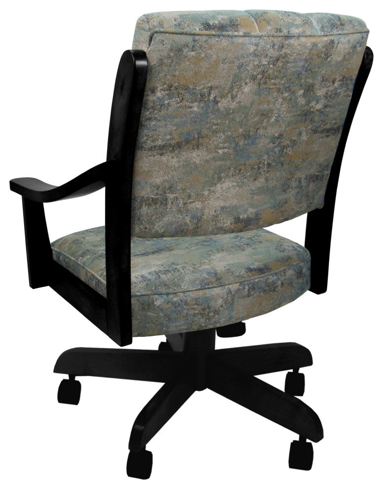Swivel Wood Dining Caster Chair with Wheels - Casa, Poet Sky and Black