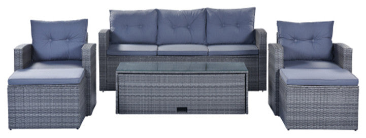 6 Piece, Outdoor Patio Sectional Set, Dark Gray