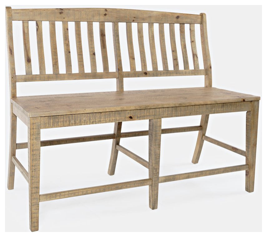 Carlyle Crossing Modern Rustic Solid Wood Slatback Counter Height Bench