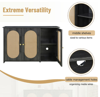 Gewnee  Retro 3-Door Sideboard with Large Storage Space, Antique Black