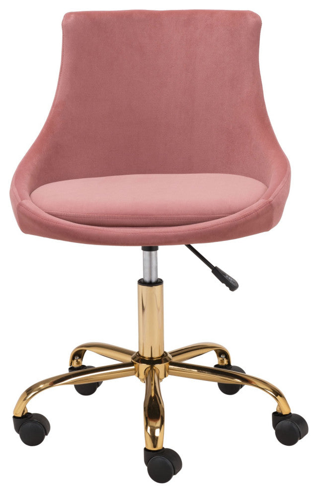 Computer Work Desk Chair, Steel Metal, Fabric, Pink, Gold, Home Business Office