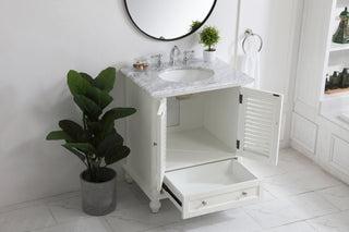Home Living Single Bathroom Vanity, Antique White, 30"