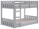 Traditional Twin over Twin Solid Wood Stackable Slat Bunk Bed "“ Grey