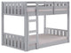 Traditional Twin over Twin Solid Wood Stackable Slat Bunk Bed "“ Grey