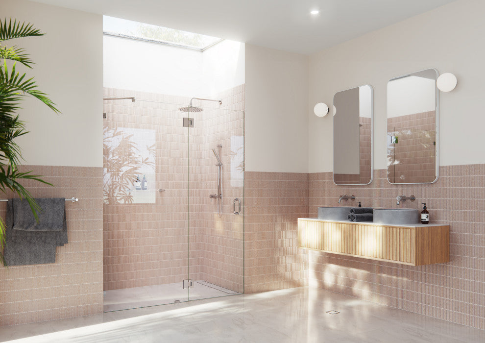 78"x58" Frameless Shower Door, Glass Hinge, Polished Chrome