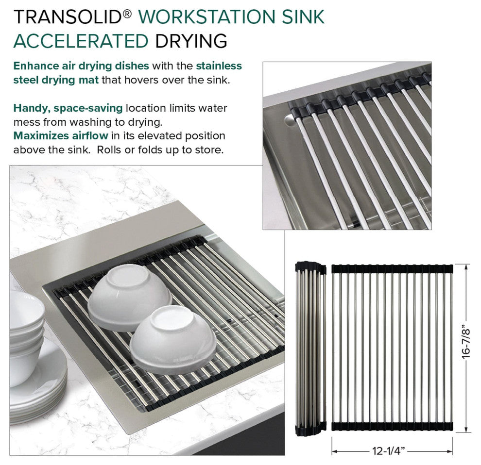 Transolid KWSST332210 Kitchen Workstation, 3 Faucet Holes