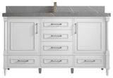 Aberdeen 60 Single Bathroom Vanity in White 2" Piatra Gray