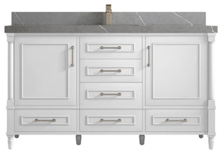 Aberdeen 60 Single Bathroom Vanity in White 2" Piatra Gray
