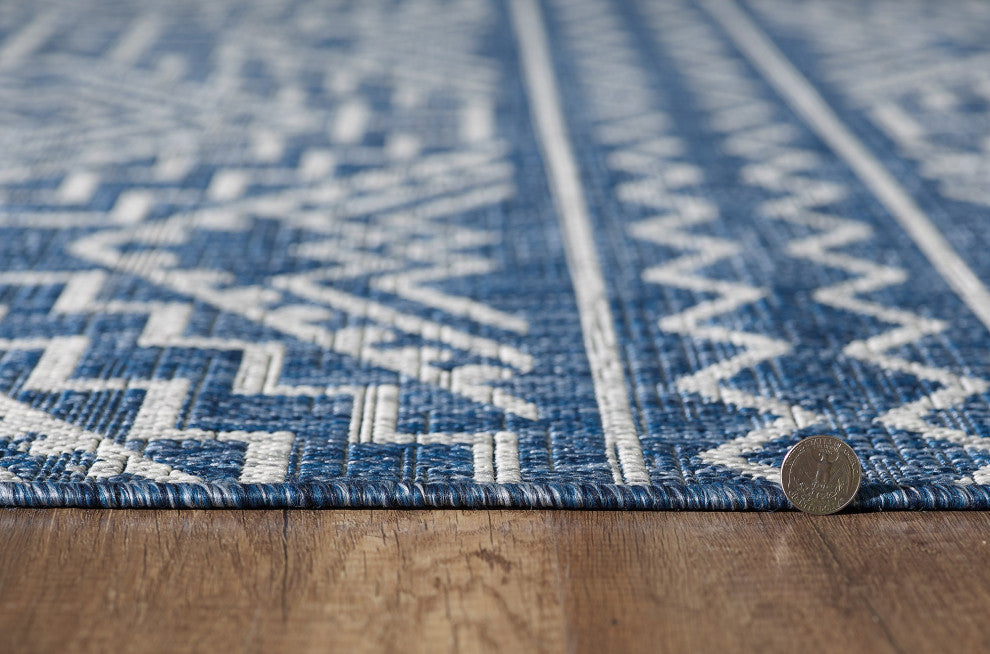 Provo Quinn Indoor/Outdoor Coastal Area Rug, Blue, 7'10 Round
