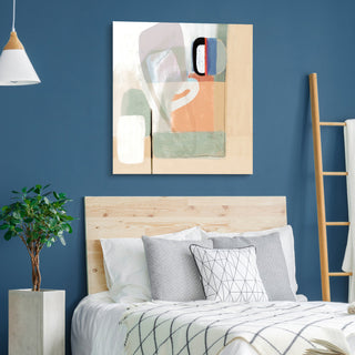 "Multiform I" Abstract Wall Art on Frameless Free Floating Tempered Glass