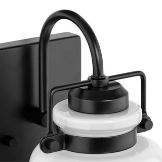 Fessler Collection One-Light Matte Black Opal Glass Farmhouse Bath Light