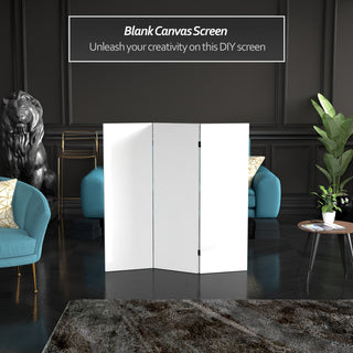 4' Tall Do It Yourself Canvas Room Divider, 3 Panel