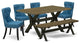6-Piece Set With 4 Chairs, Wooden Cross Legs, Table and Bench