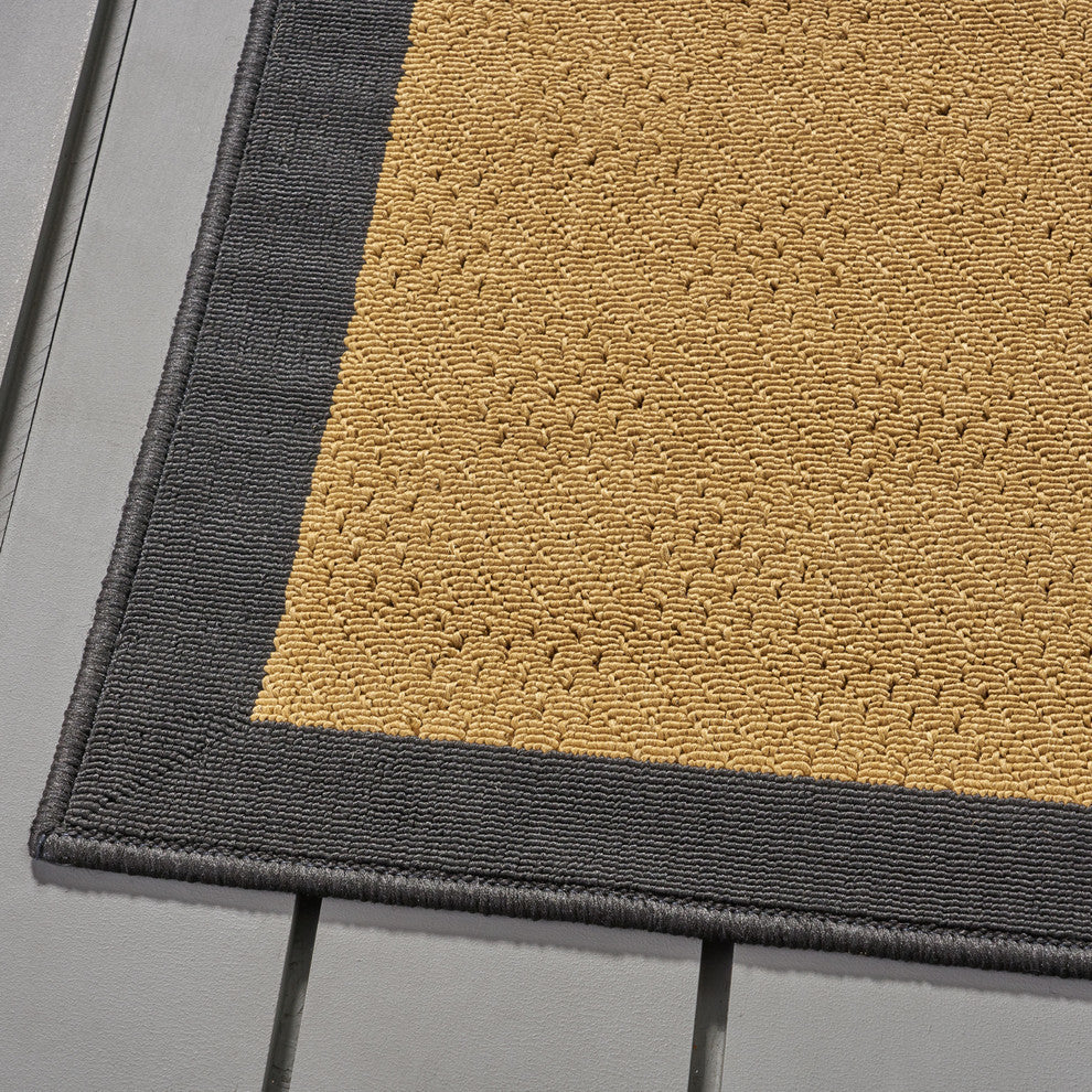 GDF Studio Darcey Outdoor Border  Area Rug, Beige and Black, 5'x8'
