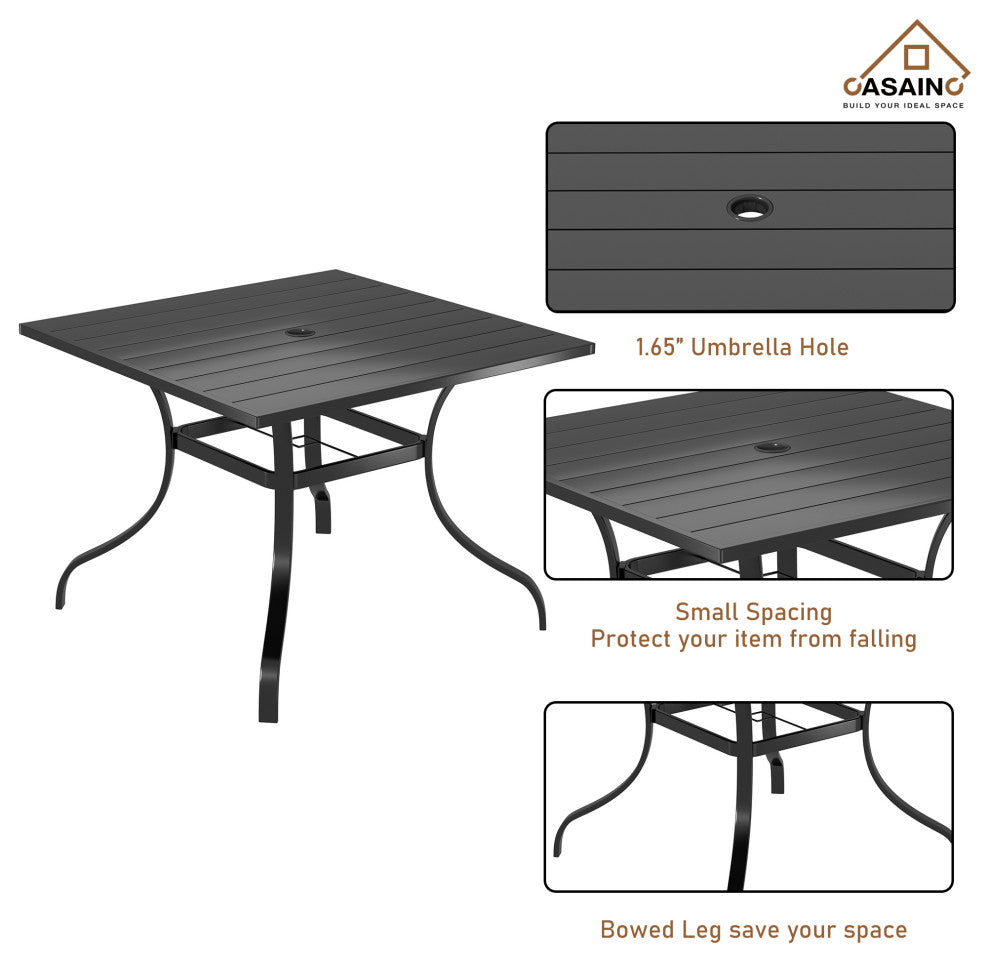 5 Piece Steel Frame Patio Dining Set, Swivel Dining Chair