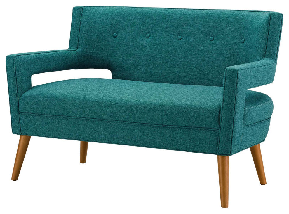 Armchair and Loveseat Sofa Set, Fabric, Teal Blue, Modern, Lounge Hospitality