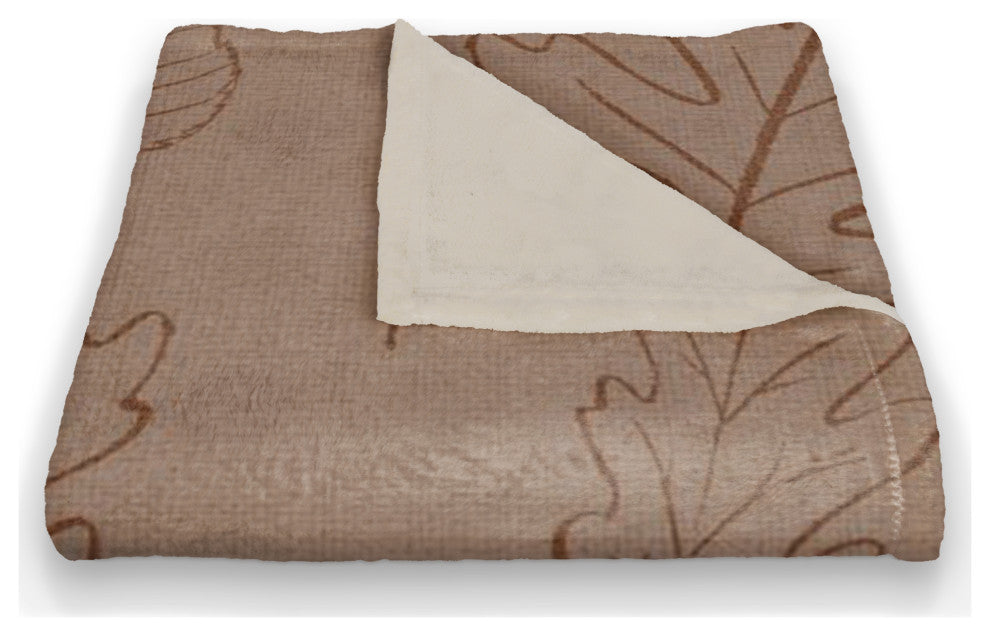 Dusty Rose Large Leaf Pattern 50x60 Coral Fleece Blanket