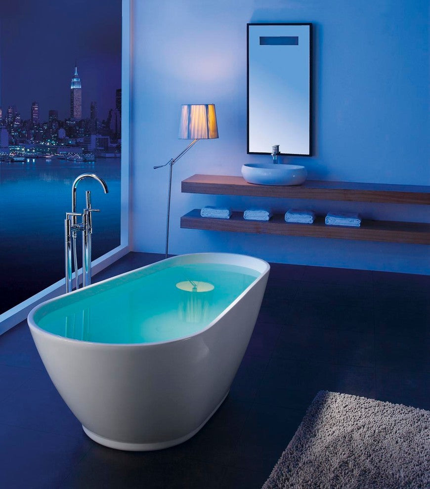 Aqua Eden 69" Acrylic Freestanding Oval Tub With Drain, White
