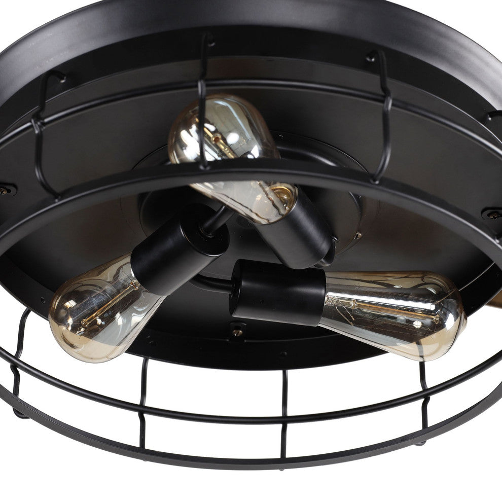 Industrial 36 3-Blades Retractable Ceiling Fan with Lights and Remote Control