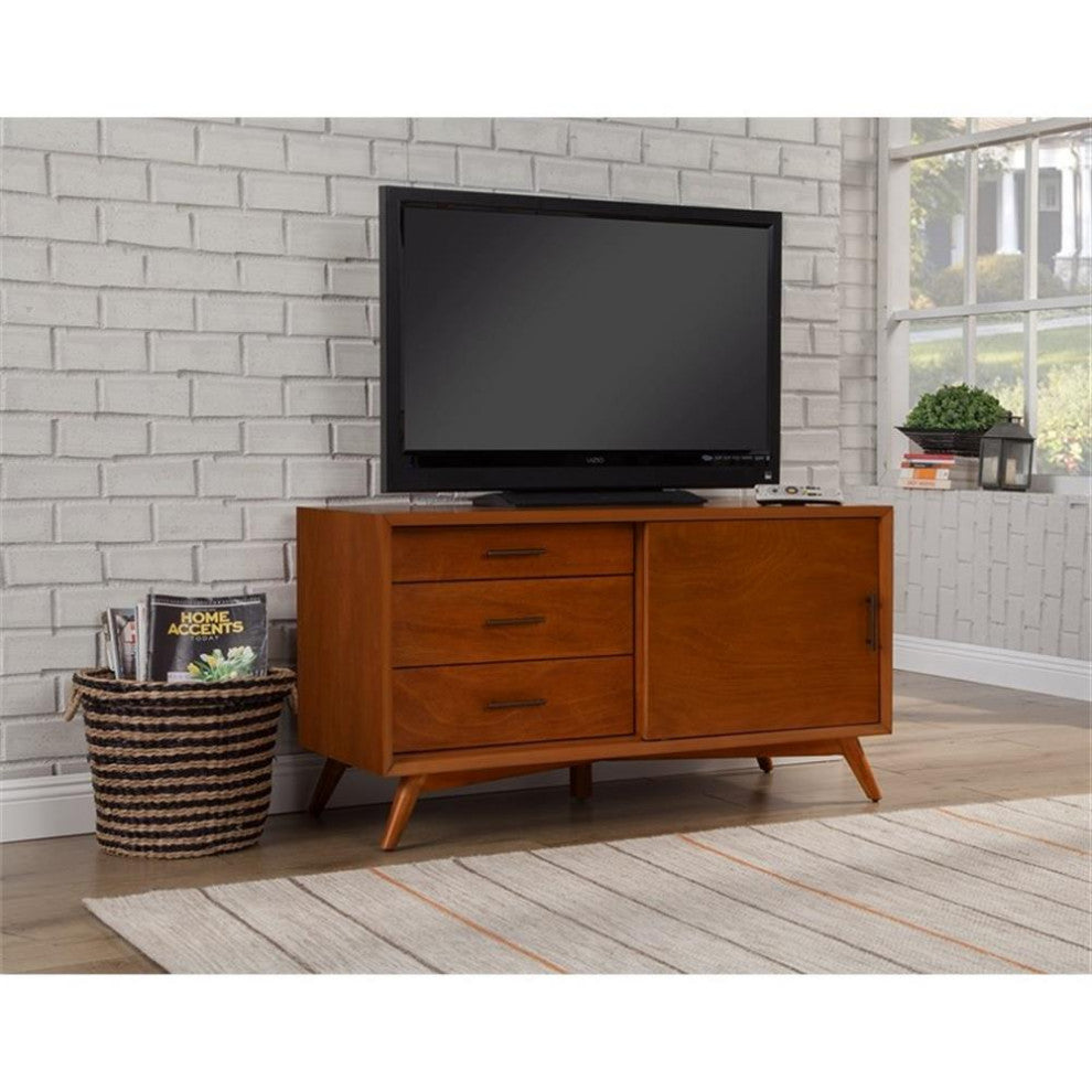 Alpine Furniture Flynn Small Wood TV Console in Acorn Brown