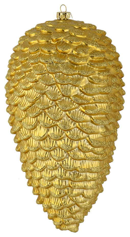 Vickerman N187308D 10" Gold Matte Glitter Pinecone Christmas Ornament
