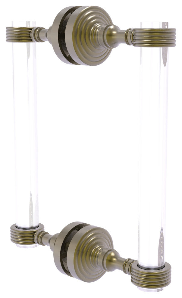 Pacific Grove 8" Groovy Accent Back to Back Shower Door Pull, Antique Brass