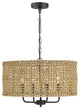 20" 4-Light Bohemian Coastal Drum Chandelier with Seagrass Hand Woven Shade