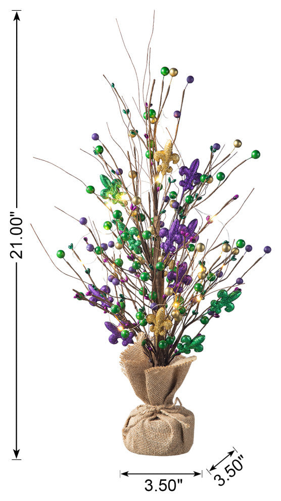 21"H Lighted Mardi Gras Table Tree