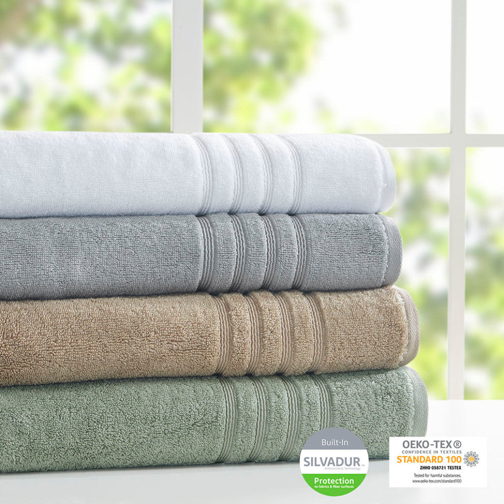 Clean Spaces Nurture Sustainable Antimicrobial Bath Towel 6 Piece Set, Grey