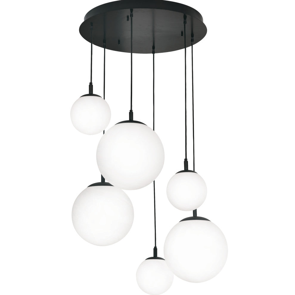 Loretto Hexuple Medium Base Pendant, Black