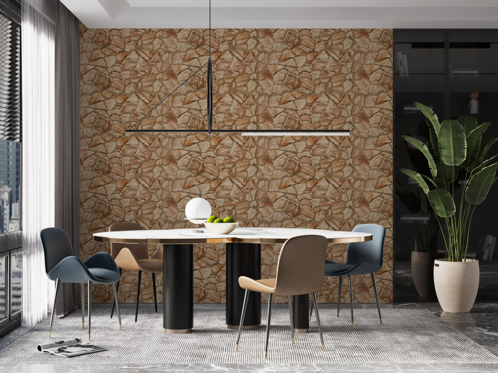 Faux Stone PVC 3D Wall Panels, Brown, Set of 10, Covers 51 sq ft