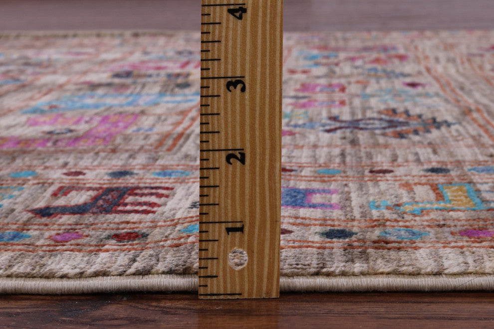Handmade Persian Gabbeh Tribal Wool Rug 4' 0" X 6' 1" - Q12309