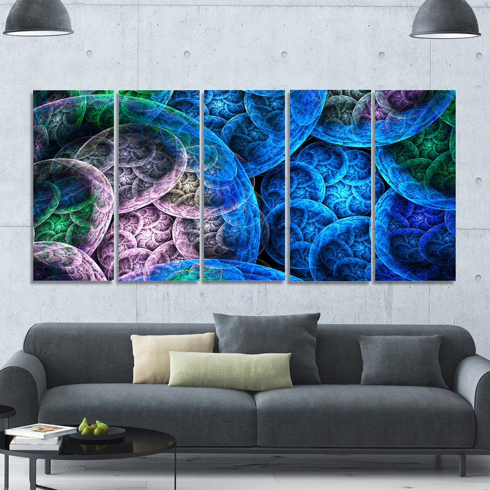 Dramatic Colorful Fractal Clouds, Abstract Canvas Art Print, 60"x28", 5 Panels