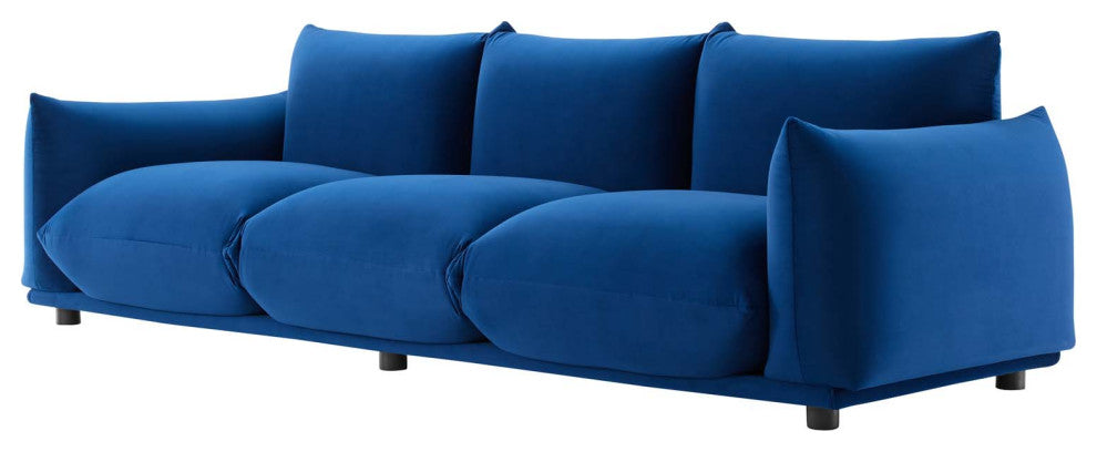 Sofa, Velvet, Blue Navy, Modern, Living Lounge Room Hotel Lobby Hospitality