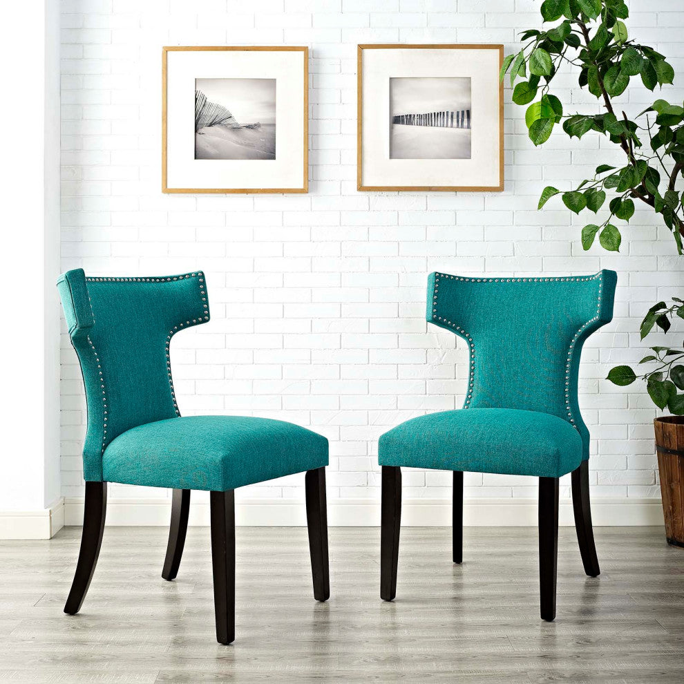 Curve Dining Side Chair Set of 2, Teal
