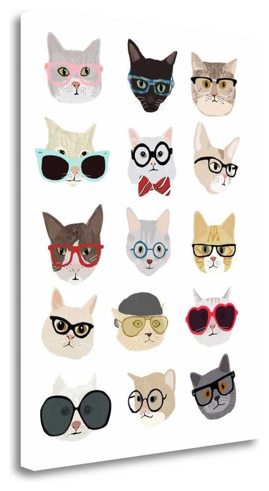 "Cats With Glasses" By Hanna Melin, Giclee Print on Gallery Wrap Canvas
