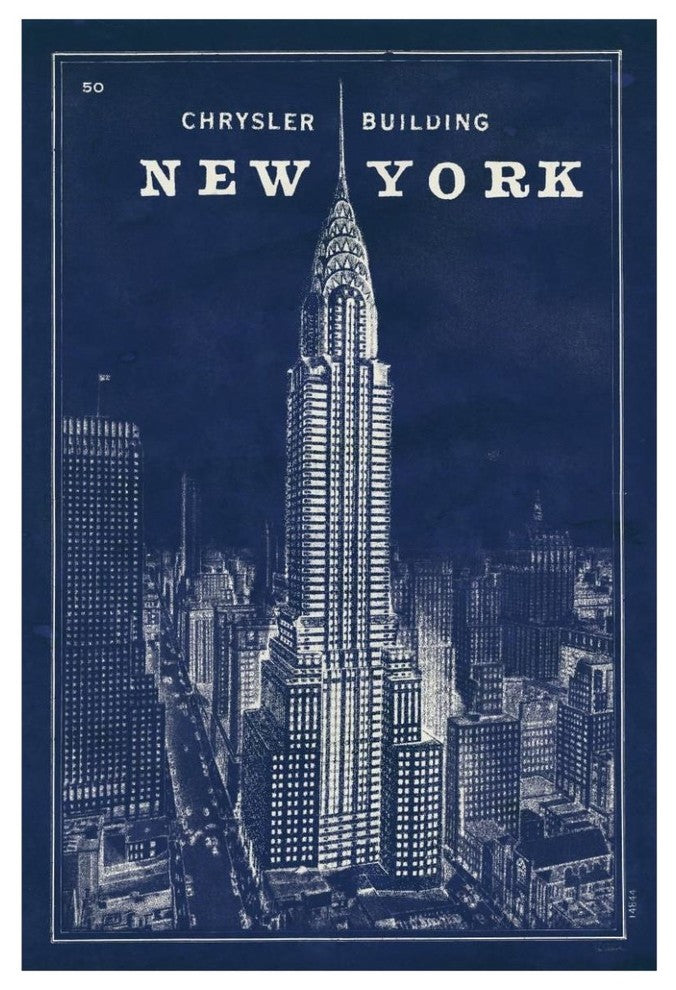 "Blueprint Map New York Chrysler Building" Paper Print by Sue Schlabach, 42"x62"