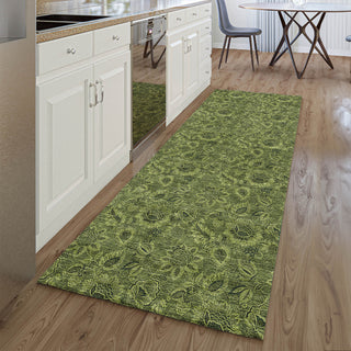 Premium Machine Washable Mayfield AMF661 Olive 2'3" x 7'6" Runner Rug