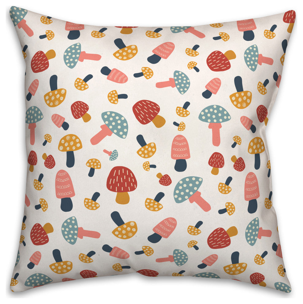 Colorful Cute Mushroom Pattern 4 20x20 Spun Poly Pillow