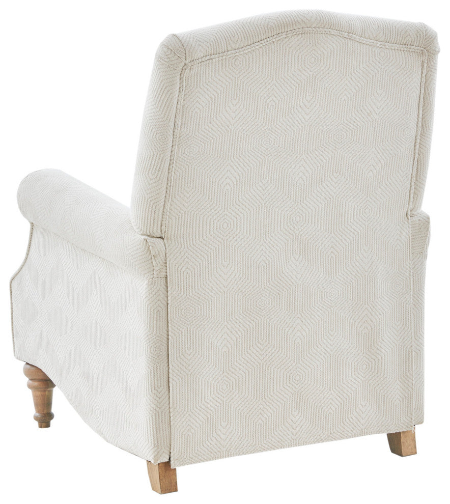 Madison Park Camel Oak Push Back Recliner, Patterned Ivory