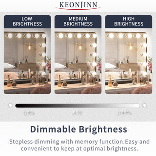 Hollywood Vanity Mirror, Lights,3 Color Lighting Modes, Memory, Black, 23x18