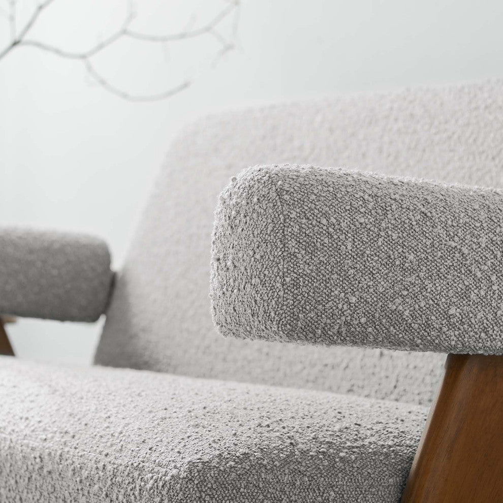 Lyra Boucle Fabric Loveseat, Light Gray