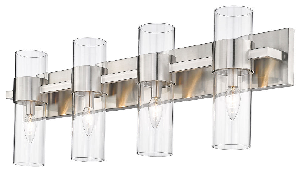 Zlite 343-4V-BN 4-Light Vanity, Clear