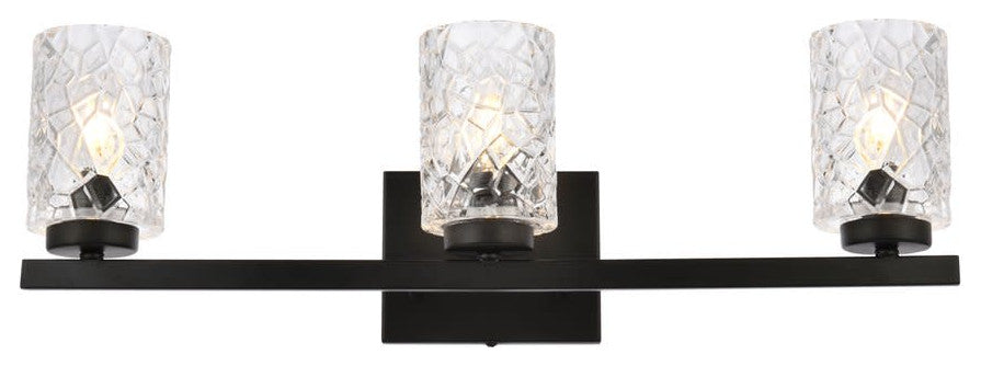 Elegant Lighting LD7027W24 Cassie 3 Light 24"W Vanity Light - Black / Clear