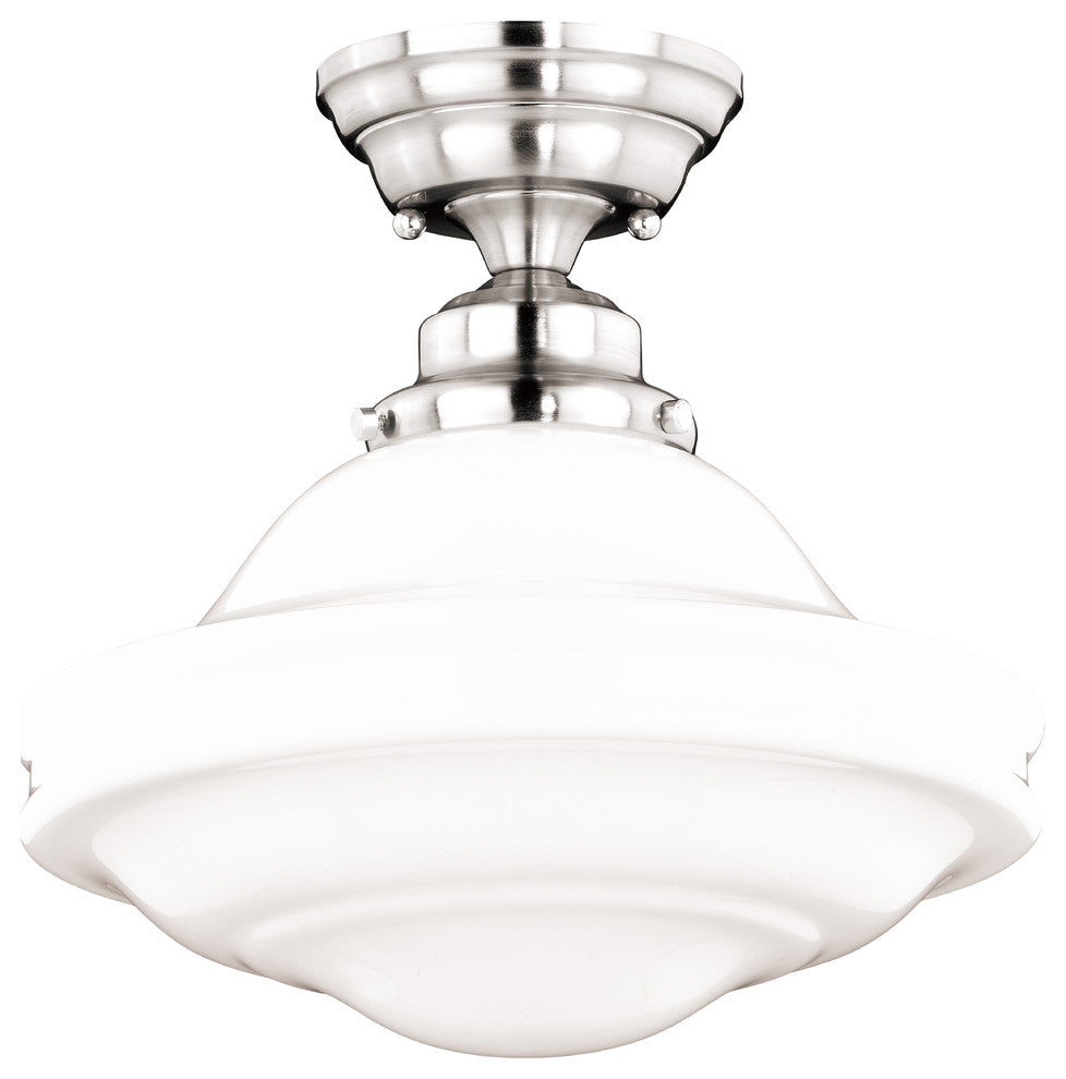 Huntley 12" Semi-Flush Mount Satin Nickel
