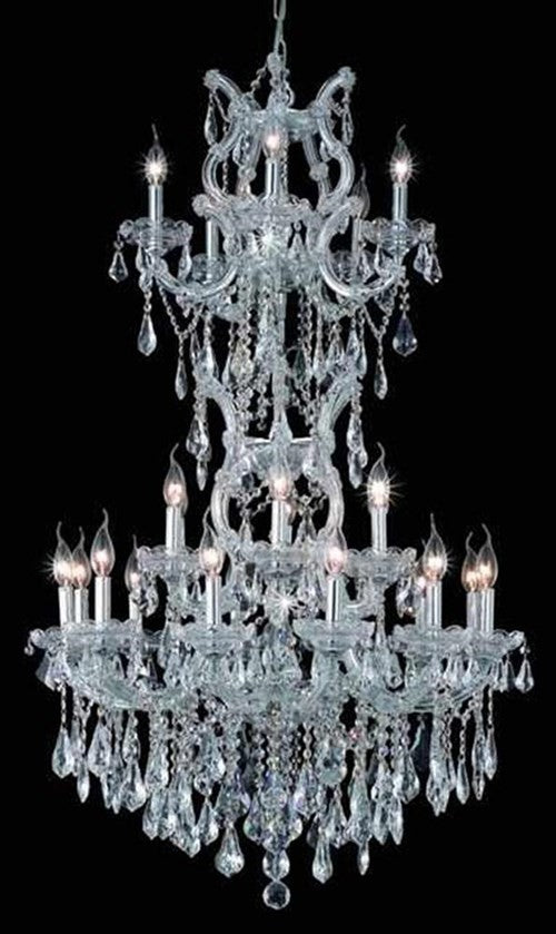 Elegant Maria Theresa Dining Room Light, Chrome Finish With Royal Cut Crystal