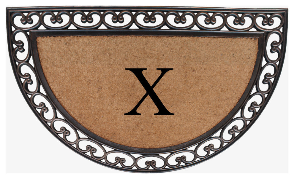 A1HC Natural Coir Monogrammed Door Mat For Front Door, 30"x48", X